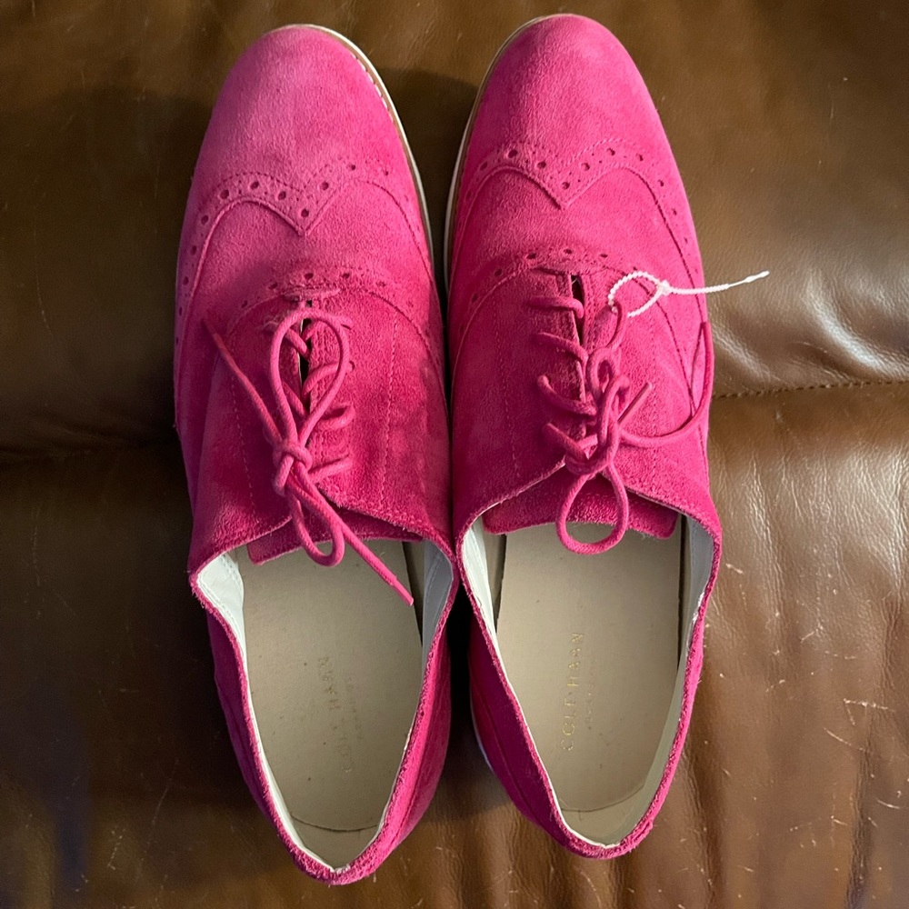 Cole Haan ZeroGrand Waterproof Wingtip Pink Suede Oxford Size 11 - NWOT